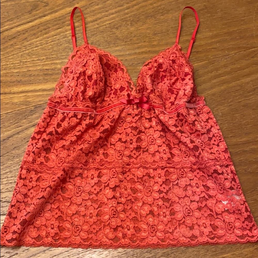 Sheer red lingerie sleep top